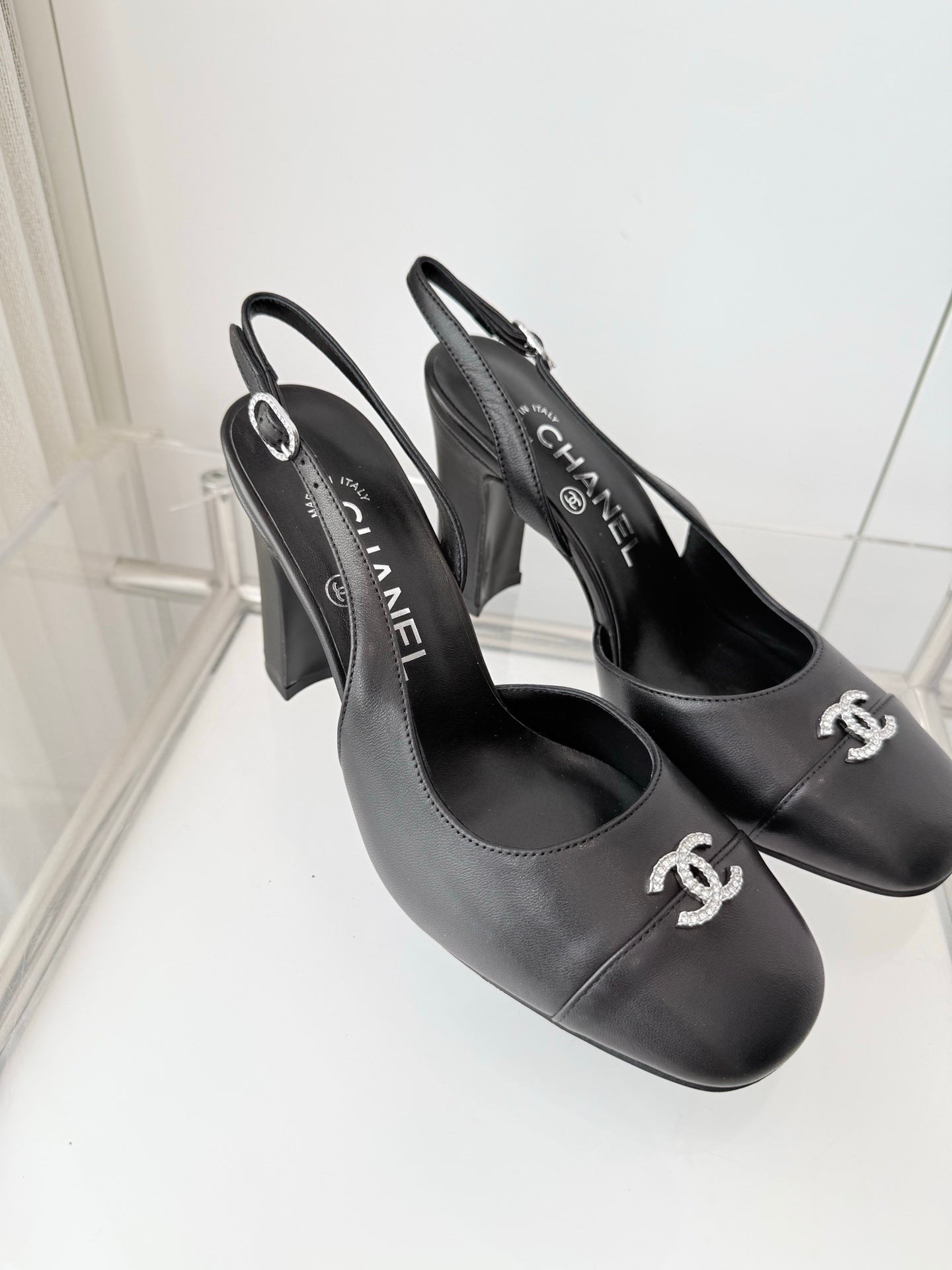 Chanel 26 High Heels Black 90 in Lambskin 597388