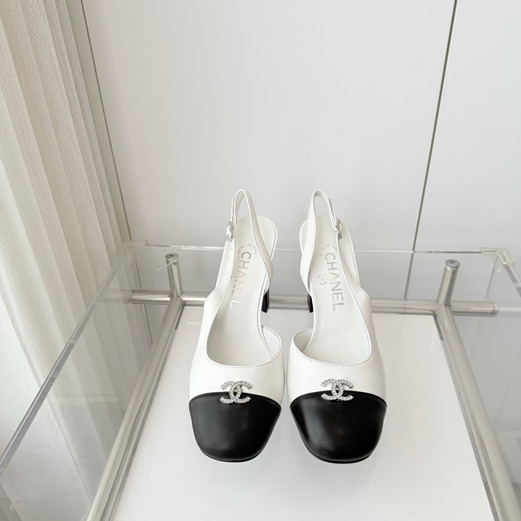 Chanel 26 High Heels Black White  90 in Lambskin 597387