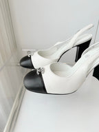 Chanel 26 High Heels Black White  90 in Lambskin 597387