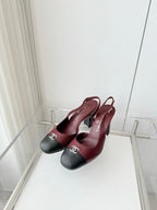 Chanel 26 High Heels Burgundy Black 90 in Lambskin 597386
