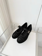 Chanel 26 Mary Jane Shoe Black in Suede 597380