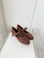 Chanel 26 Mary Jane Shoe Brown in Suede 597378