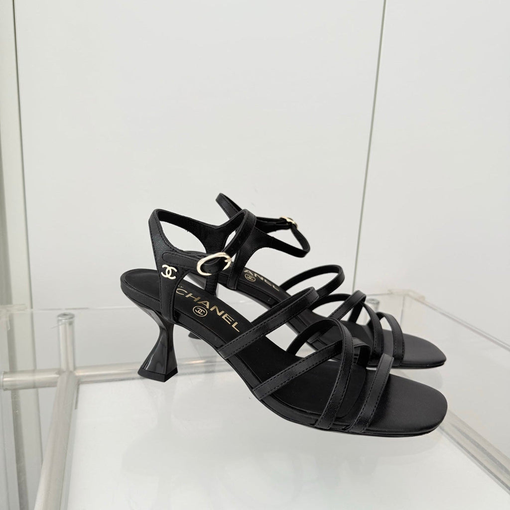 Chanel Cruise 26 Sandal 70mm Black Lambskin 597360