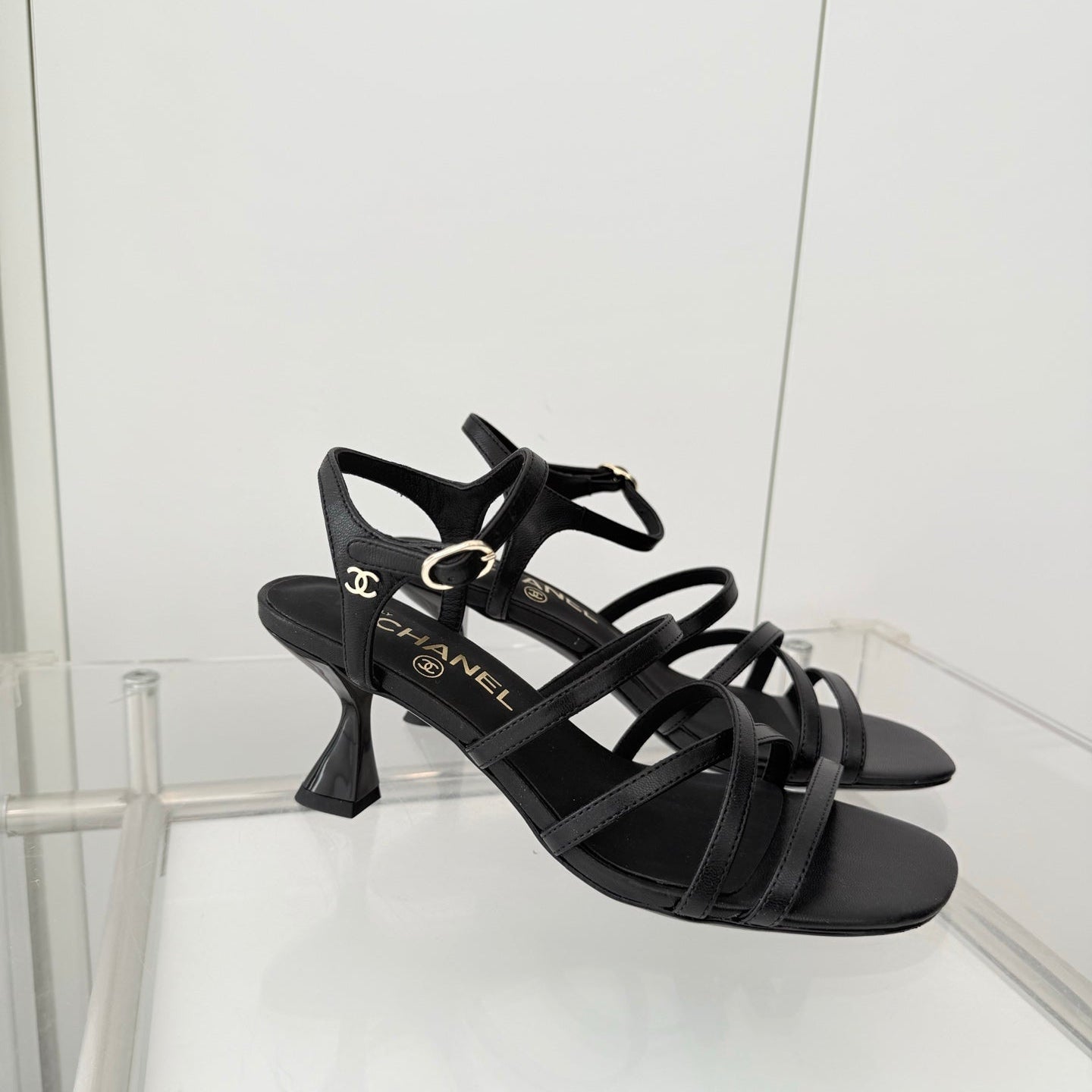 Chanel Cruise 26 Sandal 70mm Black Lambskin 597360