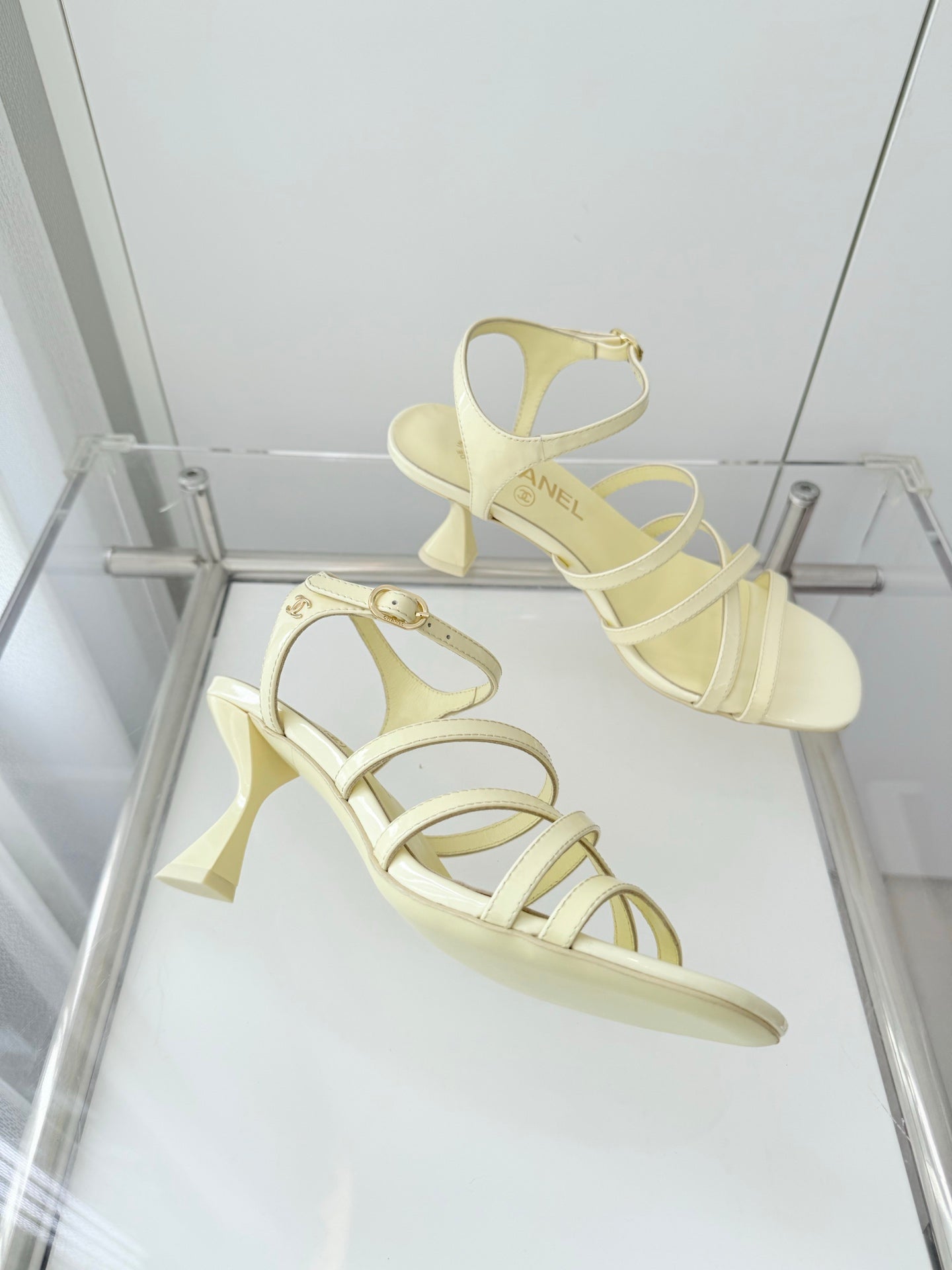 Chanel Cruise 26 Sandal 70mm Lemon Yellow Lambskin 597359