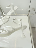 Chanel Cruise 26 Sandal 70mm White Lambskin 597358