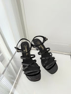 Chanel Cruise 26 Sandal 70mm Black Patent Leather 597356