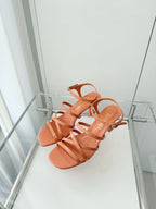 Chanel Cruise 26 Sandal 70mm Orange Lambskin 597355