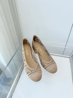 Chanel 26 Ladies 50 Ballet Flats Taupe in Fabric 597339