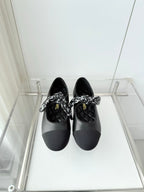 Chanel 26 Double C Heel Pump With Silk Ribbon Black Lambskin 597333