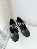 Chanel 26 Double C Heel Pump With Silk Ribbon Black Lambskin 597333