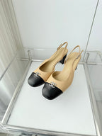 Chanel 26 High Heels Beige Black 50 in Lambskin 597332
