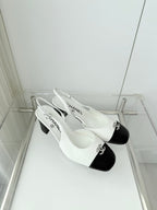 Chanel 26 High Heels White Black 50 in Lambskin 597330