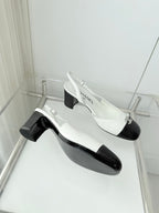 Chanel 26 High Heels White Black 50 in Lambskin 597330