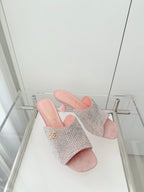 CC 26 Sandal 70 Pink Rhinstone Deer Hide 597374
