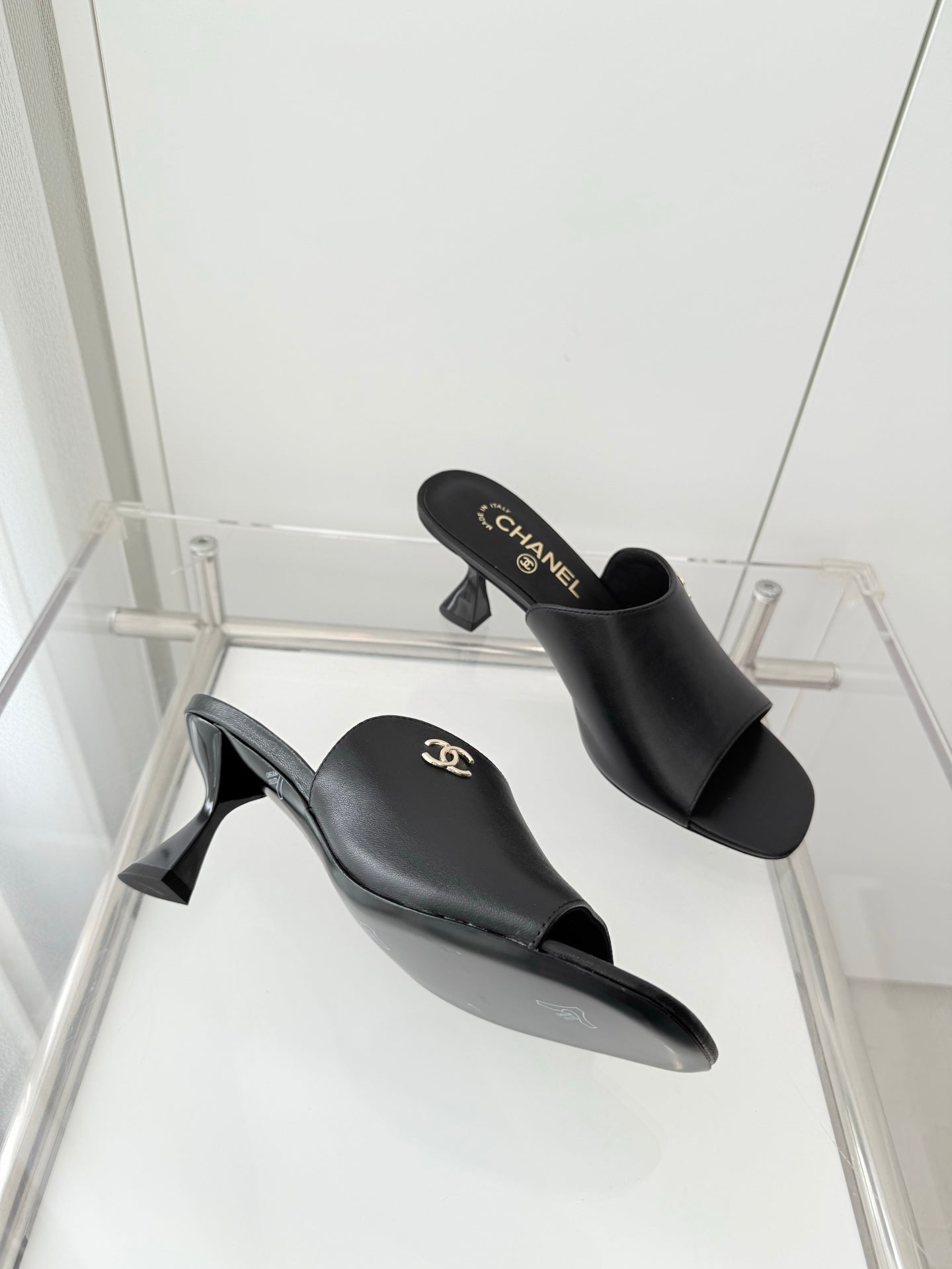 Chanel 26 Sandal 70 Black in Lambskin 597364