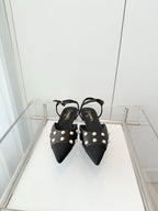 CC 26 Heeled Slingback With Pearl Toe Black in Lambskin 597324