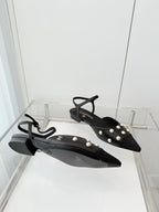 CC 26 Heeled Slingback With Pearl Toe Black in Lambskin 597324