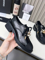 Chanel CC Combat Shoes With Pearl Black in Calfskin 597895