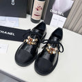 Chanel CC Combat Shoes With Pearl Black in Calfskin 597895