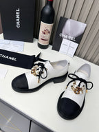 Chanel CC Combat Shoes With Pearl White in Calfskin 597896