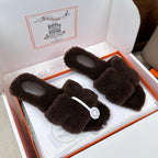 HM Oran Sandal Chocolate Wool 598201