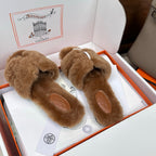 HM Oran Sandal Camel Brown Wool Velvet 598195