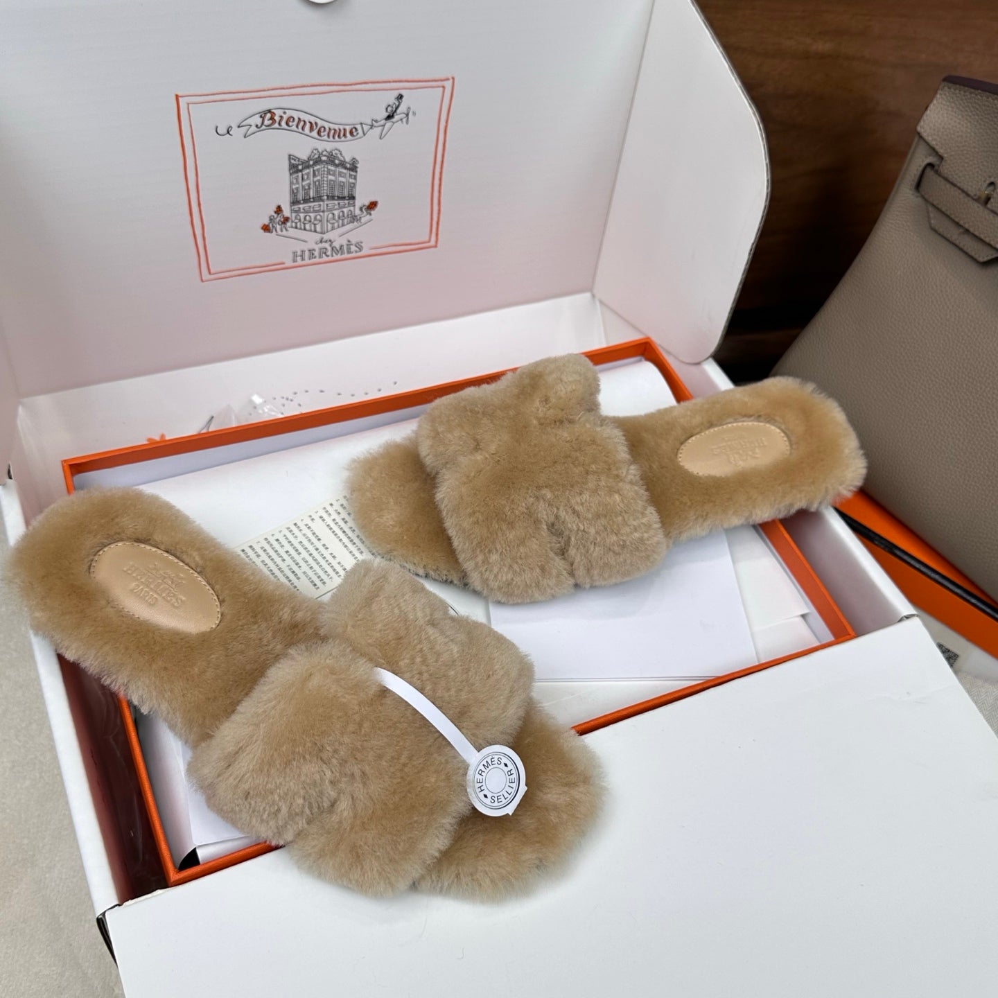HM Oran Sandal Light Beige Wool Velvet 598194