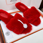 HM Oran Sandal Red Wool Velvet 598193