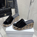 CD Attitude Wedge Sandals Black in Calfskin 598185