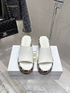 CD Attitude Wedge Sandals White in Cowhide 598182