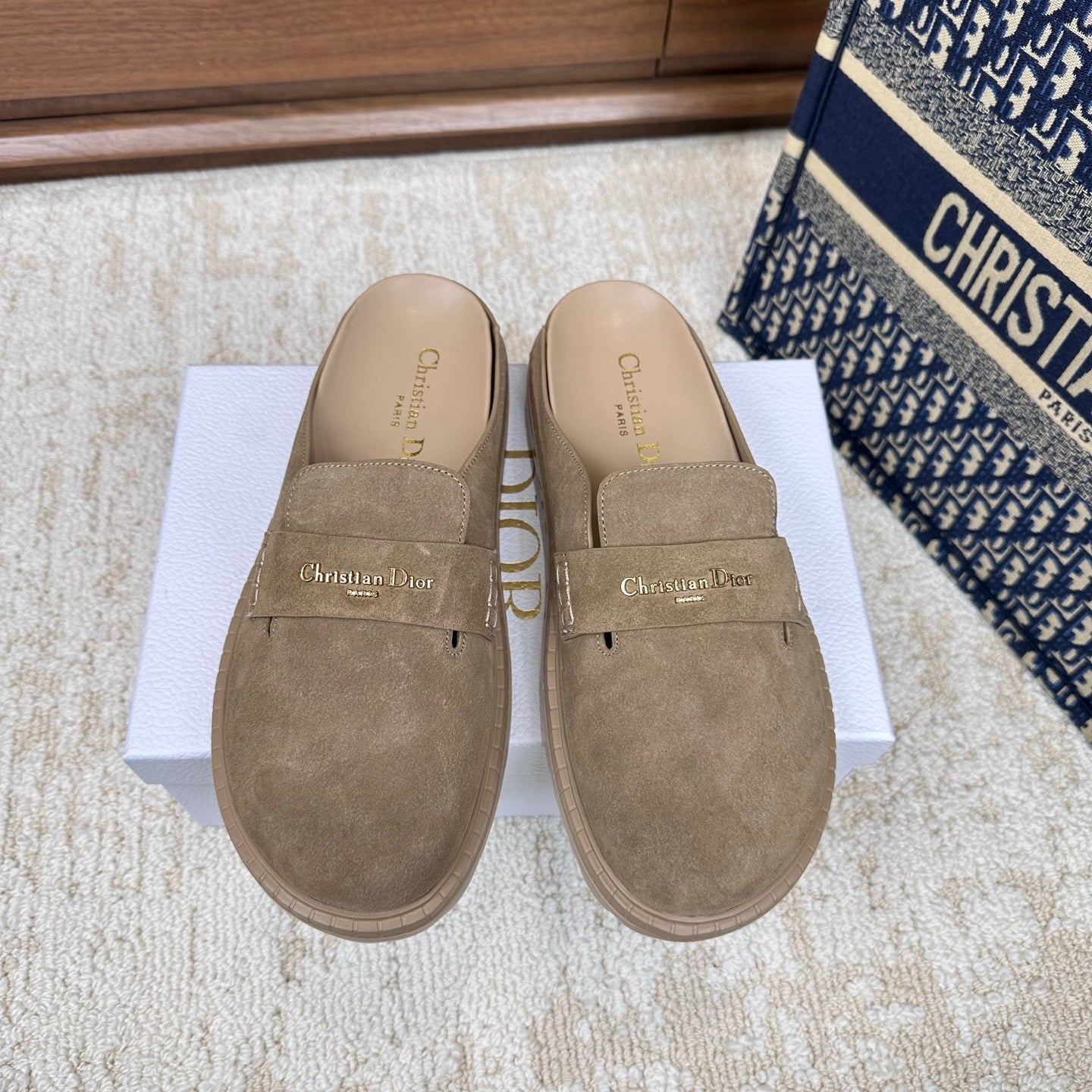 CD Boy Mules Full Beige Suede