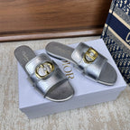 CD Montaigne Sandals Metallic Silver in Calfskin 598166