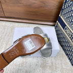 CD Montaigne Sandals Metallic Silver in Calfskin 598166