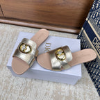 CD Montaigne Sandals Metallic Gold in Calfskin 598168