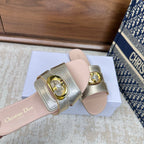 CD Montaigne Sandals Metallic Gold in Calfskin 598168