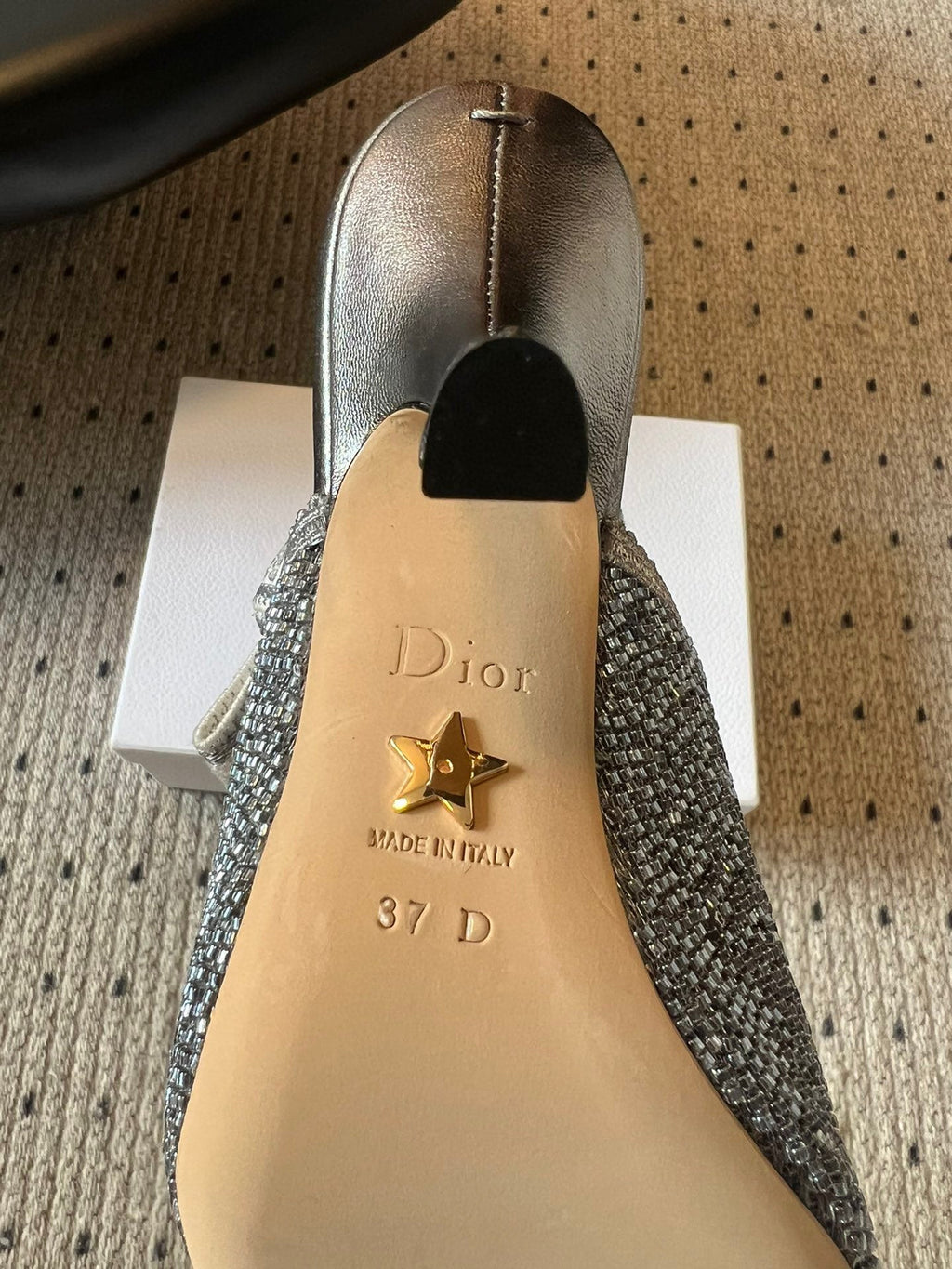 CD J'Adior Slingback heels 95 Gray in Cotton with Metallic Thread Embroidery 598133