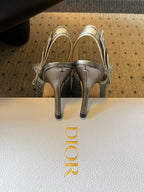 CD J'Adior Slingback heels 95 Gray in Cotton with Metallic Thread Embroidery 598133