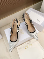 CD J'Adior Strappy Open Back Sandals 95 White in Sheepskin 598122