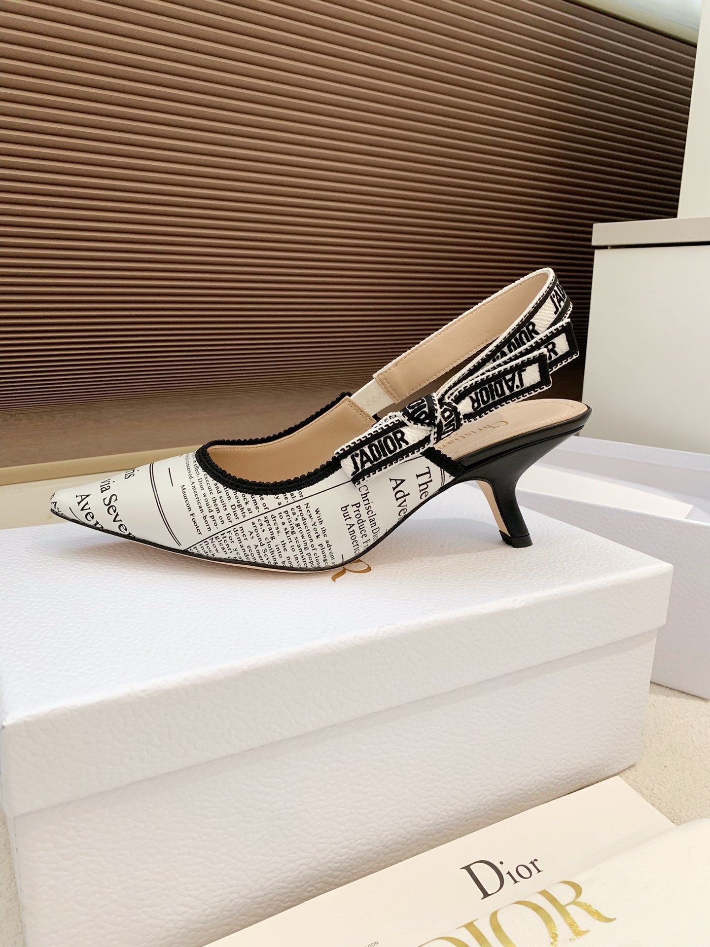 CD J'Adior Strappy Open Back Sandals 65 White in Sheepskin 598121