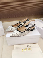 CD J'Adior Strappy Open Back Sandals White in Sheepskin 598120