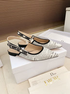 CD J'Adior Strappy Open Back Sandals White in Sheepskin 598120