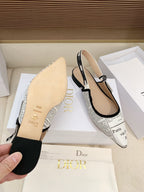 CD J'Adior Strappy Open Back Sandals White in Sheepskin 598120