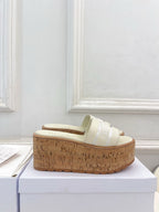 CD Dway Platform Heel 80mm Sandals White Calskin