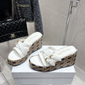 CD 25SS D-Attitude Wedge Sandals 90 White in Cowhide 598107