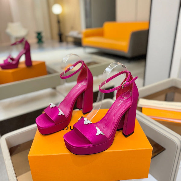 LV Swing Platform Sandal 11cm Pink Cow Patent Leather 600329