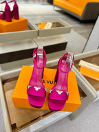 LV Swing Platform Sandal 11cm Pink Cow Patent Leather 600329