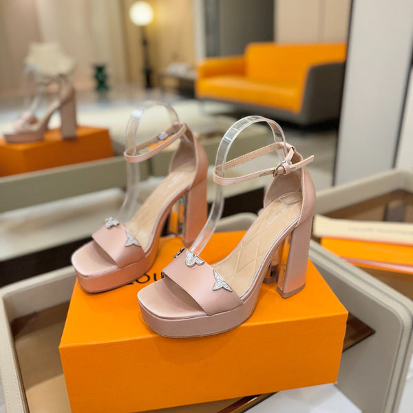 LV Swing Platform Sandal 11cm Light Pink Cow Patent Leather 600330