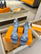 LV Swing Platform Sandal 11cm Blue Cow Patent Leather 600332
