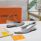 LV 26ss Legacy Slingback Flats Silver in Cowhide 600636